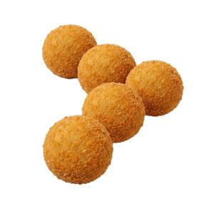 5 croquettes on a white background
