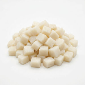 cuttlefish cubes in bulk on a white background